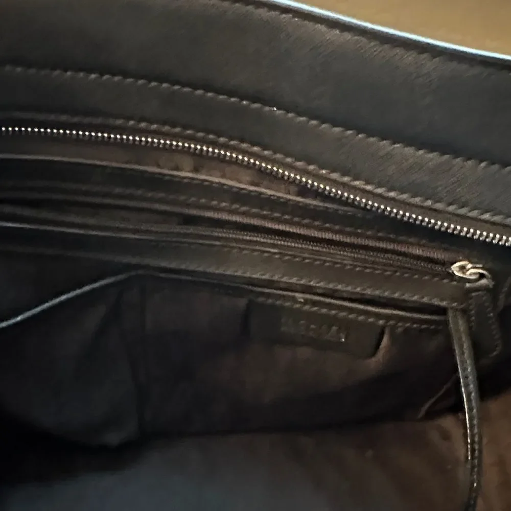 Michael Kors Black Satchel with Silver Eyelet Rivet Accents Crossbody Strap - Picture 4 of 8